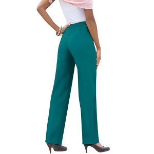 Roaman's Women's Plus Size Petite Classic Bend Over Pant - 1 of 4