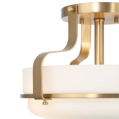 Allegra White and Gold Glass Drum Semi-Flush Mount Light
