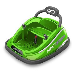 Serenelife 360 Degree Spinning Bumper Car with Adjustable Safety Belt, Control Panel, Soft Bumper, Flashing Lights, Built In Battery & Wheels, Green - 1 of 4