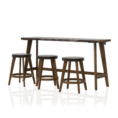 Ballivor Counter Height Dining Table Sets with USB Plug Dark Walnut - HOMES: Inside + Out: 4-Piece, Seats 6, Rubberwood