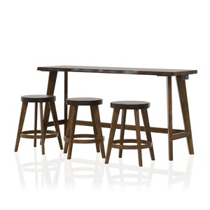 Ballivor Counter Height Dining Table Sets with USB Plug Dark Walnut - HOMES: Inside + Out: 4-Piece, Seats 6, Rubberwood - 1 of 4