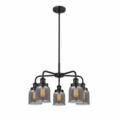 Bell - 5 Light Stem Hung Chandelier In Art Deco Style-14.75 Inches Tall and 23 Inches Wide