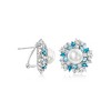 Ross-Simons 8.5-9mm Cultured Pearl and 3.70 ct. t.w. Tonal Blue and White Topaz Earrings in Sterling Silver - 3 of 4