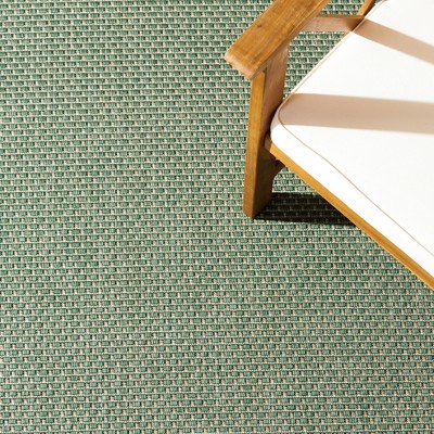 Courtyard Chic Dark Green and Beige Synthetic Rectangular Rug - 47" x 4"