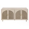 GDFStudio Barrie Modern 59" Rattan and Wood Rectangle Storage Cabinet with 4 Doors - 4 of 4