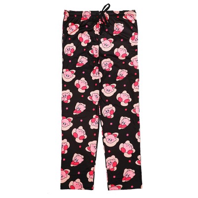 Kirby Character Print Men's Black Sleep Pajama Pants-XXL