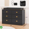 Black Changing Table Dresser with 6 Drawers Changing Dresser with Power Outlets Baby Dresser w/Changing Table Top - 4 of 4
