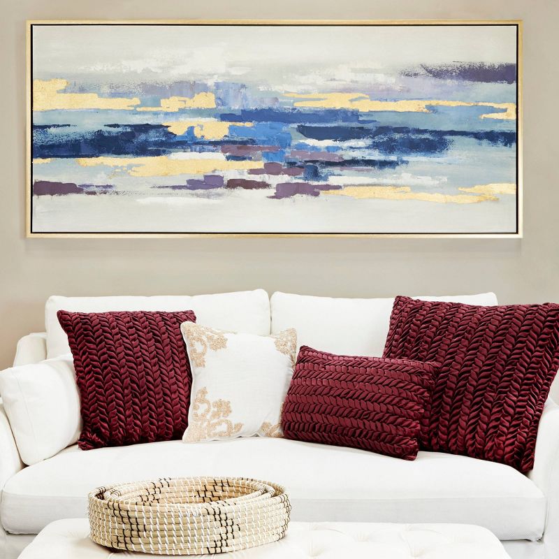 Modern Polystone Abstract Framed Wall Art with Gold Frame Blue - Olivia &#38; May, 3 of 21