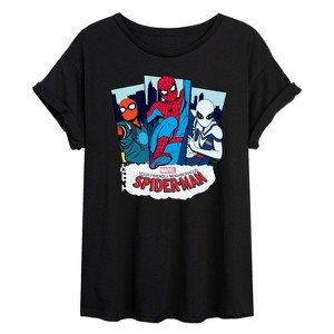 Women's - Marvel - Spider Suits Oversized Graphic T-Shirt - 1 of 4