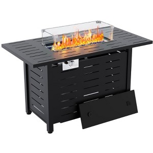 Rectangular Gas Fire Pit Table – Double-Door Storage, CSA-Certified, Waterproof for Patio/Deck/Garden - 1 of 4