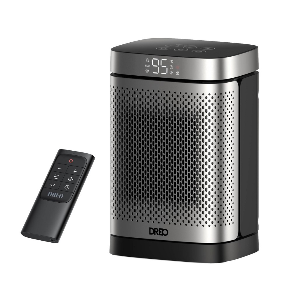 Dreo 1500W Atom Core PTC Heating Oscillating Tabletop Space Heater with Remote - Silver