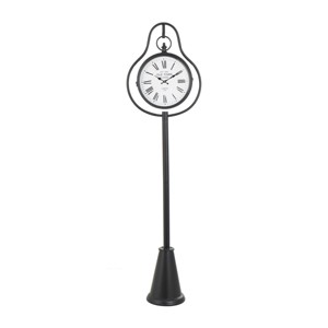 81"x22" Metal Double Sided Tall Standing Floor Clock with Cone Shaped Base Black - Olivia & May - 1 of 4