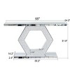 55" Silver Mirrored Console Table with Hexagon Crystal Base,Dual-Tier Glam Entryway Table for Hallway or Living Room–The Pop Home - 4 of 4
