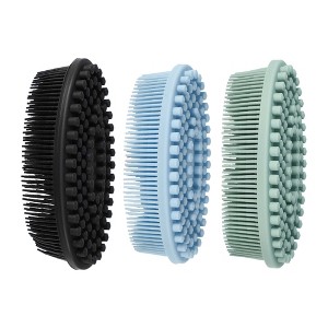 Unique Bargains Shower Silicone 2 in 1 Body Scrubber 3 Pcs - 1 of 4