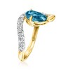 Ross-Simons 1.80 Carat London Blue Topaz Ring With .41 ct. t.w. Lab-Grown Diamonds in 18kt Gold Over Sterling - 4 of 4