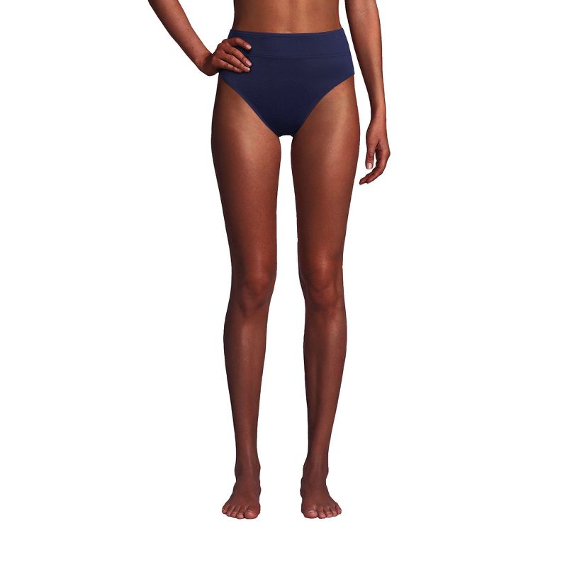 Lands' End Women's Chlorine Resistant High Leg High Waisted Bikini Swim Bottoms, 1 of 6