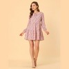 Allegra K Women's Floral Dress Tie Neck Long Sleeve Empire Wasit Tiered Dress - 4 of 4