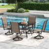Syemin Patio Side Table Set of 2, Outdoor Dining Table with 1.57" Umbrella Hole, Metal Furniture for Patio and Poolside, Black, 60"*35.43"*29" - 4 of 4