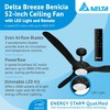 Delta Breez Benicia 52" Ceiling Fan with LED, Remote, Indoor/Outdoor, Ideal for Large Room, Bedroom, Living Room, Modern Farmhouse Decor, Black - image 2 of 4