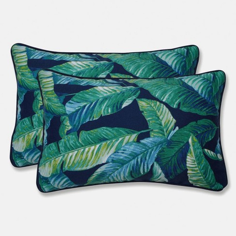 11.5 x18.5 Hanalei Lagoon 2pc Rectangular Outdoor Throw Pillow Set Blue Pillow Perfect Weather resistant Botanical Pattern Target