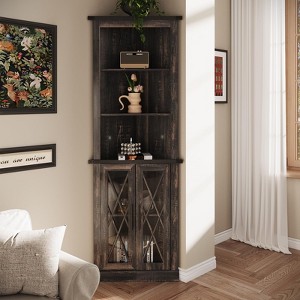 Tall Corner Cabinet, Modern Storage Cabinet with Adjustable Shelves - 1 of 4