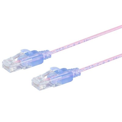 Monoprice Cat6A Ethernet Patch Cable 5-Pack - 5 Feet - Pink | Snagless, RJ45, 550MHz, UTP, Pure Bare Copper Wire, 10G, 30AWG  - SlimRun