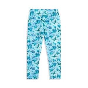 The Pink Picket Fence Suzie Dino Leggings for Girls – Soft Stretchy Play Leggings – Hand-Painted Dinosaur Print - 1 of 4