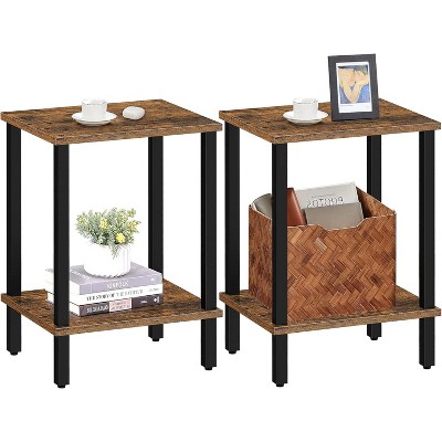 Table, Set of 2, Side Table, Nightstand, 2-Tier Storage Shelf, Sofa Table for Small Space, Living Room, Bed Room