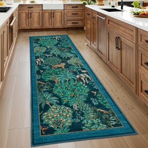 Forest Rug Washable Area Rugs for Living Room Bedroom Jungle Animal Print Rug Soft Non Slip Low Pile Throw Rug - 1 of 4