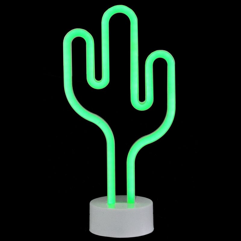Northlight 11.5" Battery Operated Neon Style LED Cactus Table Light - Green, 1 of 7