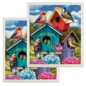 Briarwood Lane Colorful Birdhouses Swedish Dishcloth (2-pack) - 1 of 4