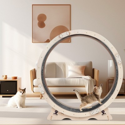 Cat Running Wheel Designed For Indoor, Silent Design Cat Exercise Wheel, Weight Capacity Of 130 Pounds-Cuddlewood