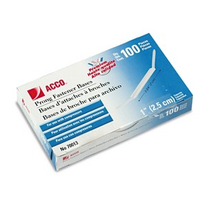 Acco Prong Bases for Two-Piece Paper Fasteners 1" Capacity 2 3/4" Center 100/Box 70013 - 1 of 2