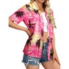 Nlife Womens Button Down Hawaiian Shirts Short Sleeve Floral Print Summer V Neck T-Shirt Casual Summer Beach Blouses Tops - 2 of 4