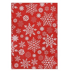 Christmas Area Rug, Winter Holiday Home Decor Rugs for Living Room Bedroom, Snowflake Print Decorative Carpet Non Slip for Nursery - 1 of 4