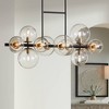 Possini Euro Design Vasa Black Gold Island Linear Pendant Chandelier 34" Wide Modern Clear Glass 12-Light Fixture for Dining Room - 2 of 4