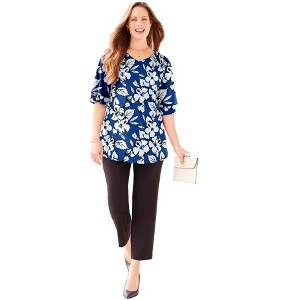 Catherines Women's Plus Size Flutter Sleeve Swing Top - 1 of 4