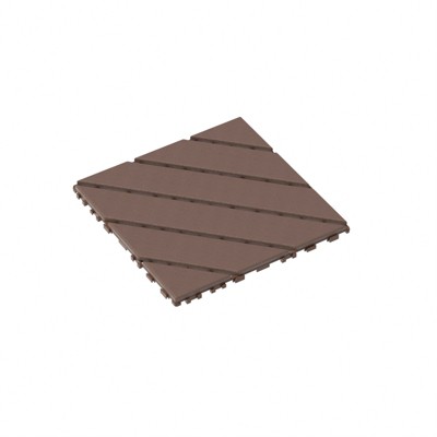 DSVIMOY 12" Patio Deck Tiles, 44pcs DIY Module Interlocking Decking Tiles, Floor Tile for Porch Poolside, Balcony, Brown, 12"*12"*0.8"