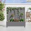 Lirago 4 ft. H x 4 ft. W Metal Planter Box privacy screen Garden Bed with Trellis and Wheels - Gray - 2 of 4