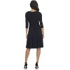 REKUCCI Women's Flippy Fit and Flare Dress with 3/4 Sleeves – Stylish Knee-Length Everyday Dress - Black , 2 Short - 3 of 4