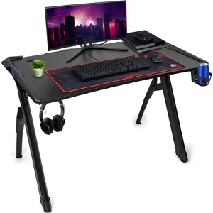 Deco Gear 47" LED Gaming Desk, Carbon Fiber Surface, Cable Management & Headphone Hook - 1 of 4