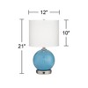 Pacific Coast Lighting Aquarius 21" High Sphere Small Modern Accent Table Lamp USB Port AC Power Outlet Blue Glass Single Living Room Charging - 4 of 4