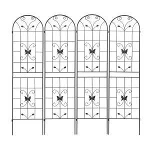 Gulches 4 Pack Metal Garden Trellis 86.7" x 19.7" Rustproof Trellis for Climbing Plants Outdoor Flower Support Black - 1 of 4