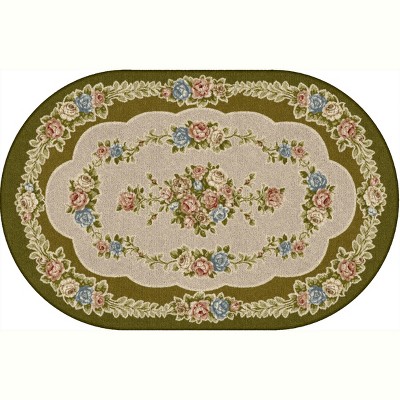 2'5"x3'8" Oval Indoor and Outdoor Floral Nylon Accent Rug Green - Brumlow Mills