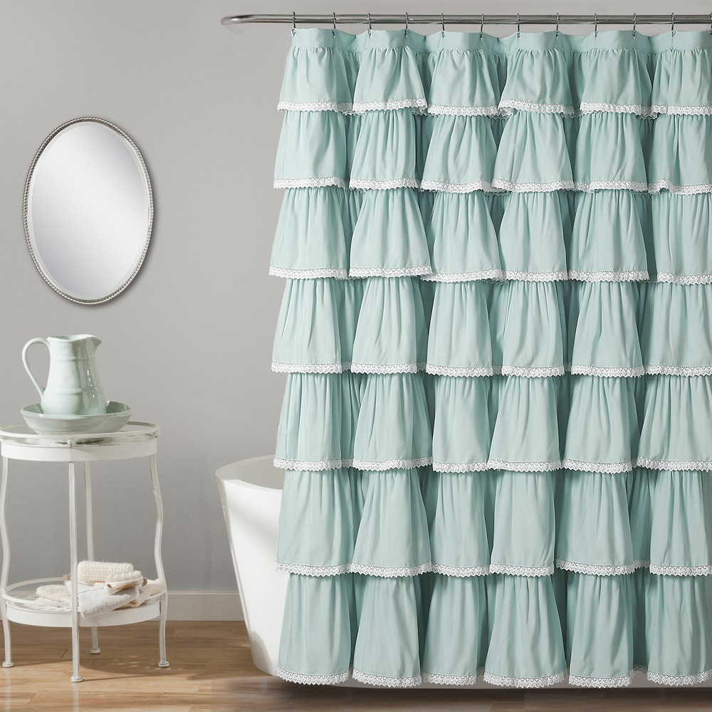 Photos - Shower Curtain 72"x72" Ruffle Kids'  Blue - Lush Décor