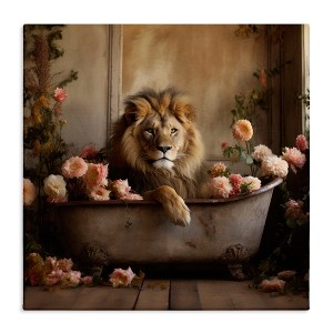 Stupell Industries Lion in Flower Filled Tub, 24" x 24" - 1 of 4