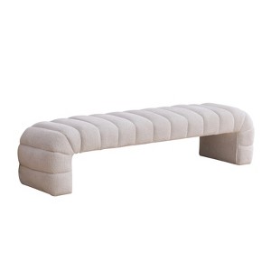 FONTOI 69.7" Modern Upholstered Armless Bed Bench, Ottoman Foot Stool for Living Room and Bedroom, Entryway, Ivory, 20.5"*17.3"*69.7" - 1 of 4