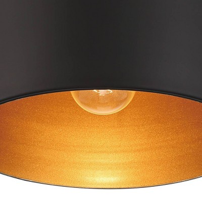 Soft Gold and Black Metal Drum Ceiling Light