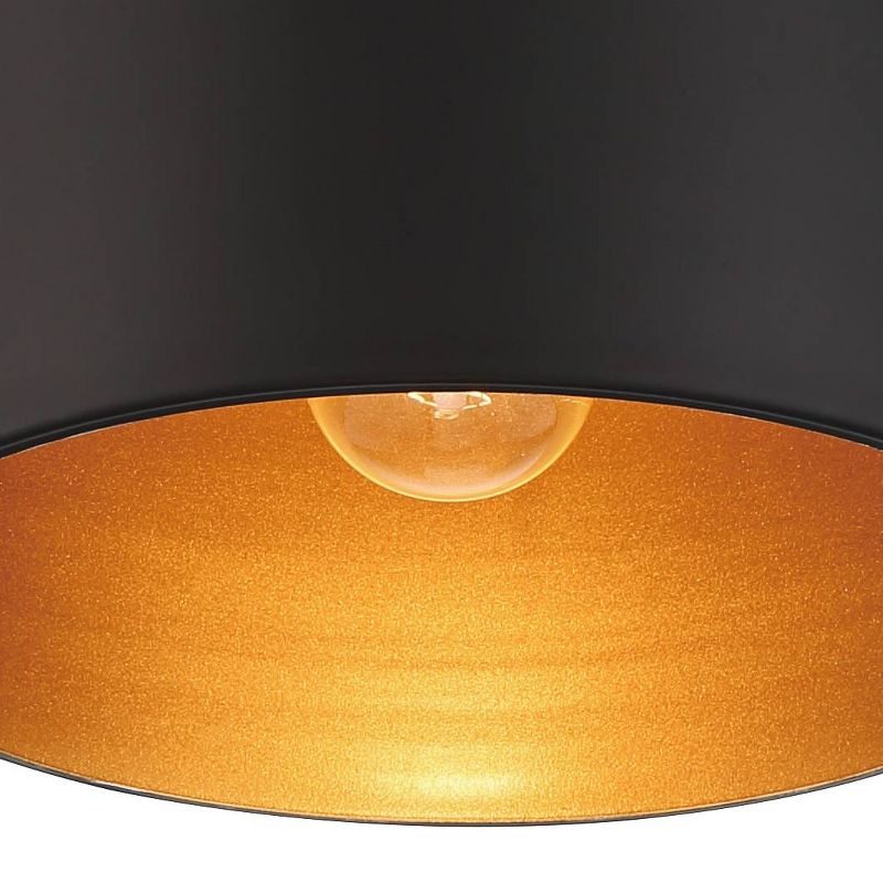 Possini Euro Design Modern Ceiling Light Semi Flush Mount Fixture 10" Wide Soft Gold Metal Black Drum Shade for Bedroom Kitchen, 3 of 10
