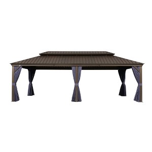 PURPLE LEAF Hardtop Gazebo Canopy with Netting and Curtains for Outdoor Deck Backyard Heavy Duty Metal Patio Permanent Pavilion - 1 of 4